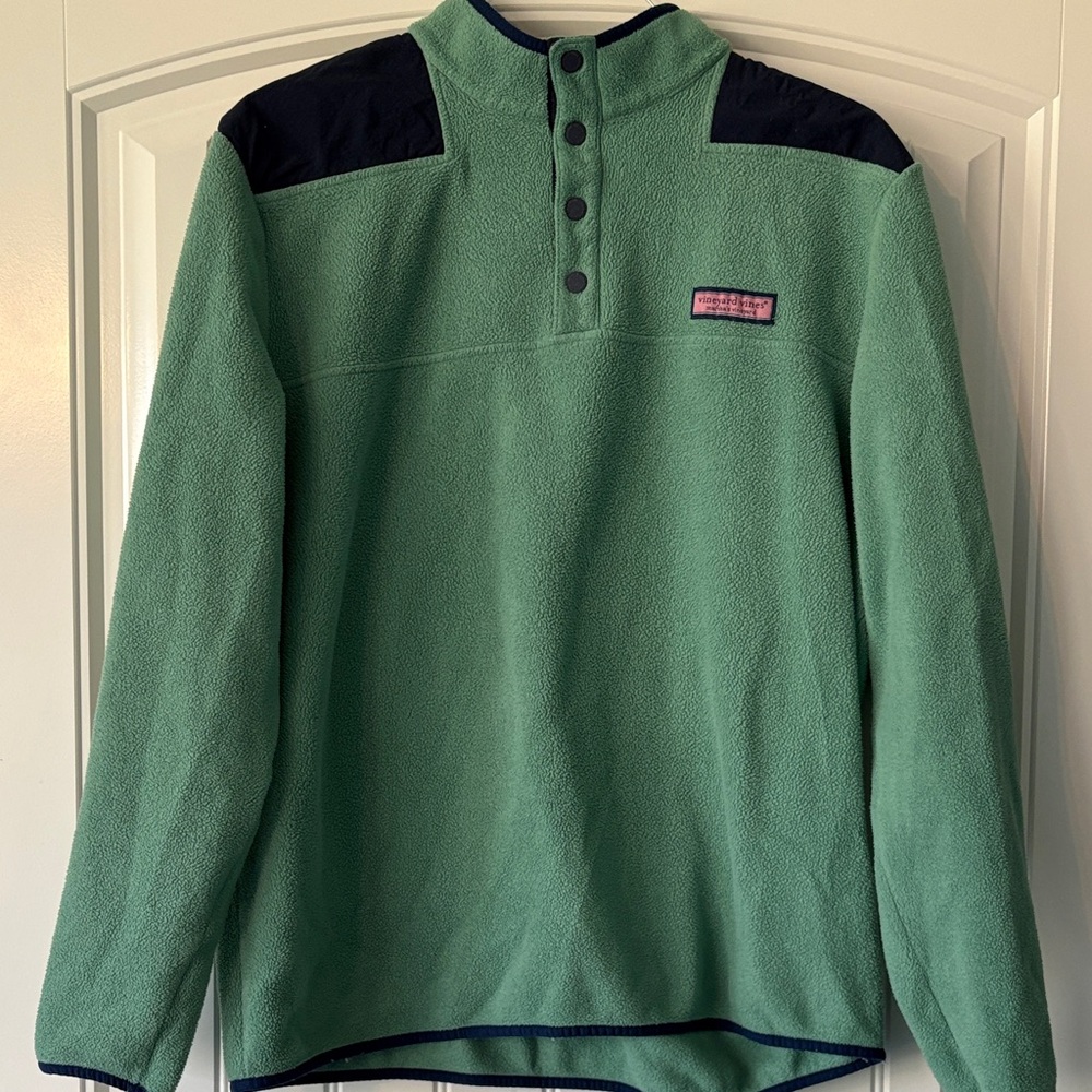Vineyard Vines Green and Navy Fleece Pullover Men’s Sz XL
